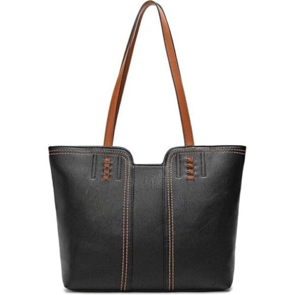Montana West Tote Bag Vegan Leather  Black & Brown Top Handle Satchel Purse